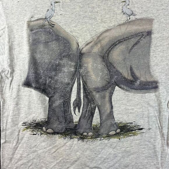 Vtg 1992 Africa Large Elephant Safari AOP T-Shirt Single Stitch Gray L *Read - Picture 10 of 14